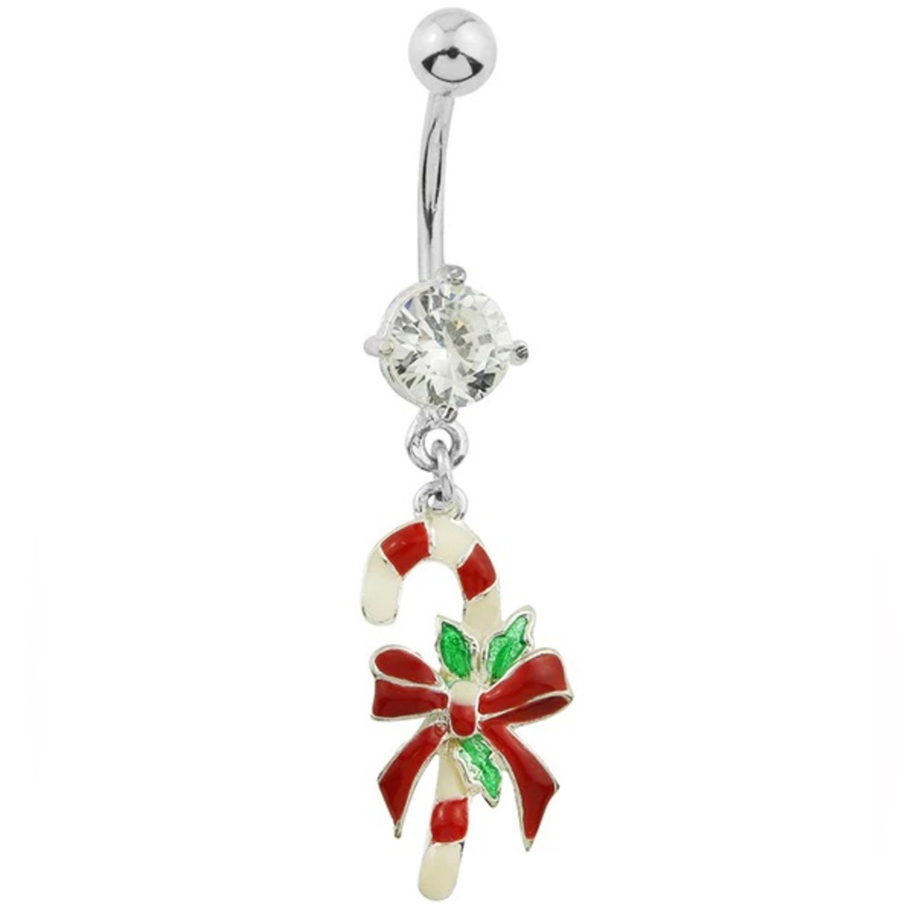 NEW Candy Cane Belly Button Ring Christmas Themed
